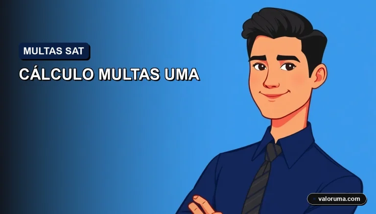 Calculadora UMA 2026 para multas SAT en México - ilustración vectorial corporate memphis