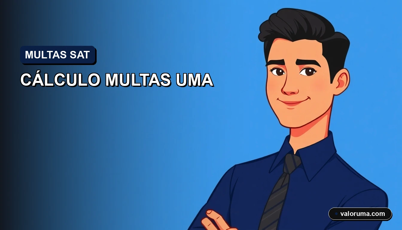 Calculadora UMA 2026 para multas SAT en México - ilustración vectorial corporate memphis