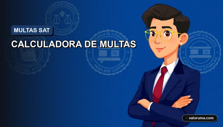 Calculadora UMAS a Pesos 2026 SAT – ilustración 2D vectorial de un contador atractivo con documentos oficiales y fondo azul corporativo