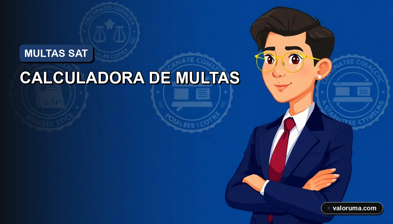 Calculadora UMAS a Pesos 2026 SAT – ilustración 2D vectorial de un contador atractivo con documentos oficiales y fondo azul corporativo