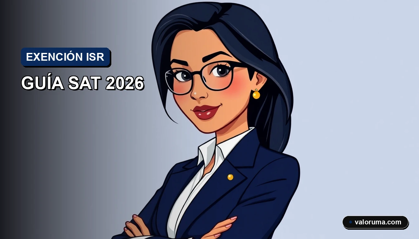 Ilustración corporativa de contadores expertos en exención ISR casa 2026 con cálculo UMA, México