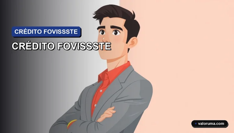 Ilustración vectorial corporativa de un asesor financiero profesional analizando un documento oficial sobre créditos Fovissste y UMA, con fondo minimalista en azul.