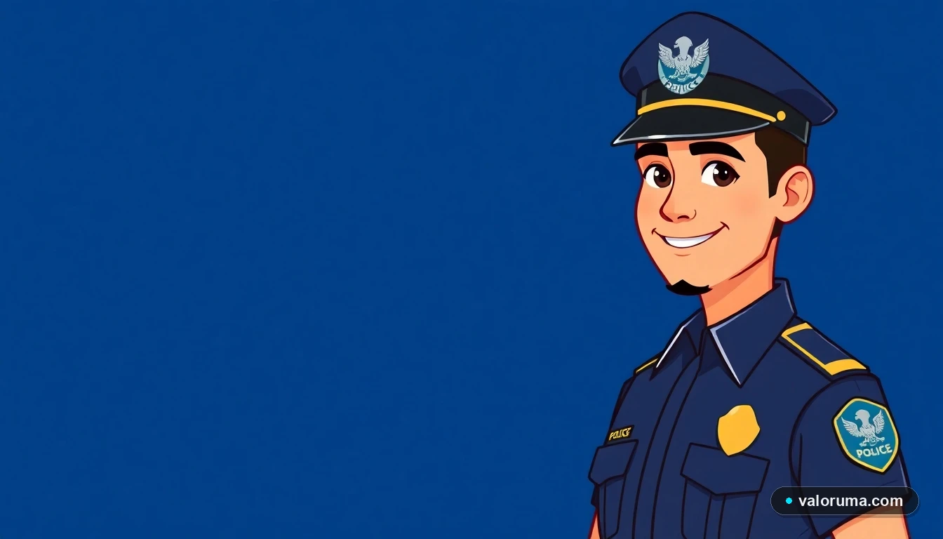 Oficial de tránsito mexicano en ilustración vectorial plana para calcular multas en UMAS.