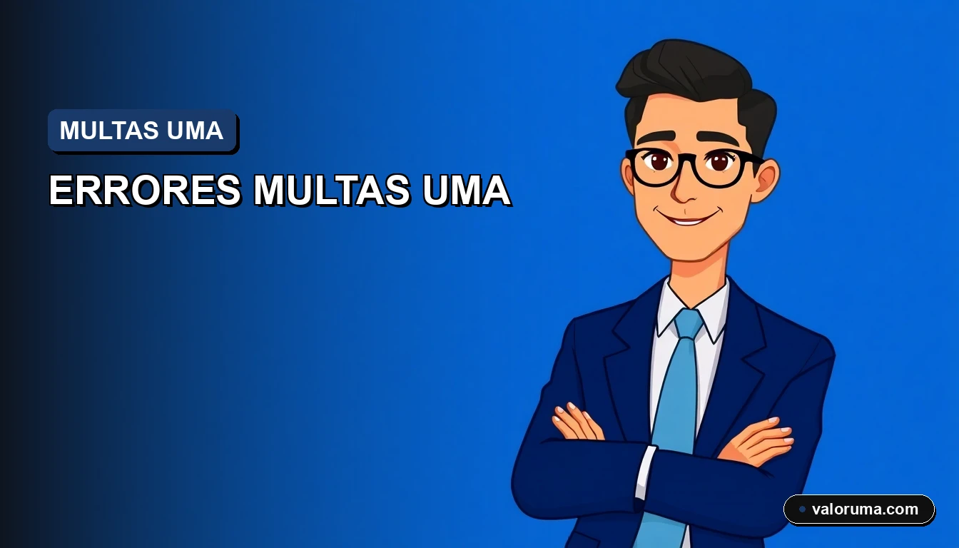 Ilustración corporativa de gestor de multas en México con UMA, estilo Memphis plano, fondo azul profundo