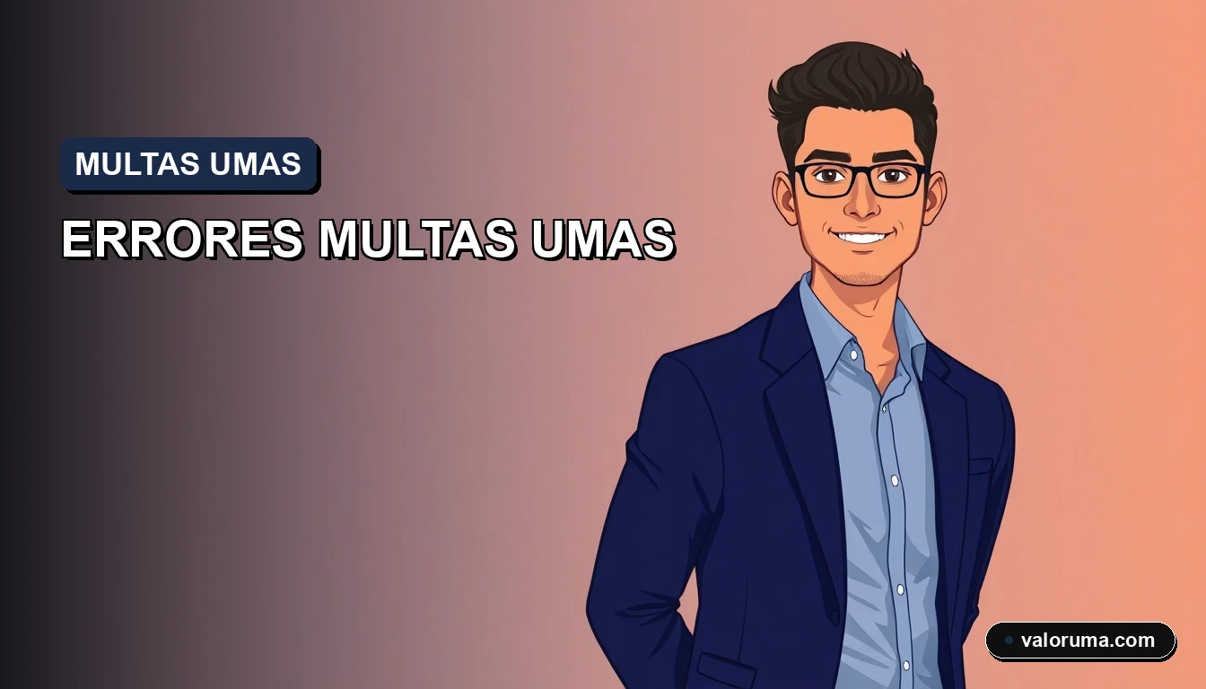 Ilustración vectorial de un contador elegante en oficina corporativa azul, errores al calcular multas federales en UMAS