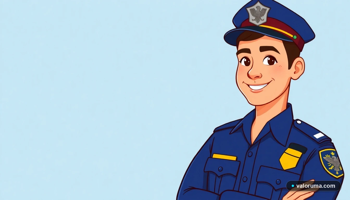 Ilustración plana de un oficial de tránsito amigable en México para guía de multas UMA.