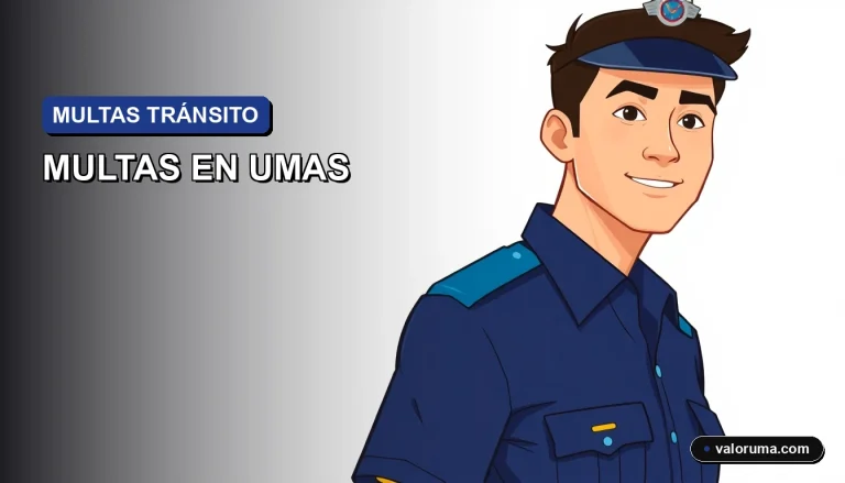 Ilustración vectorial corporativa en estilo Memphis de un agente de tránsito amable junto a un documento oficial, sobre fondo minimalista en azul profundo, representando el cálculo de infracciones.