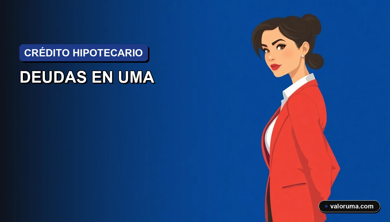 Ilustración vectorial corporativa de una mujer contadora mexicana con expresión de análisis, sobre fondo minimalista con gráficos abstractos de deuda e hipoteca.