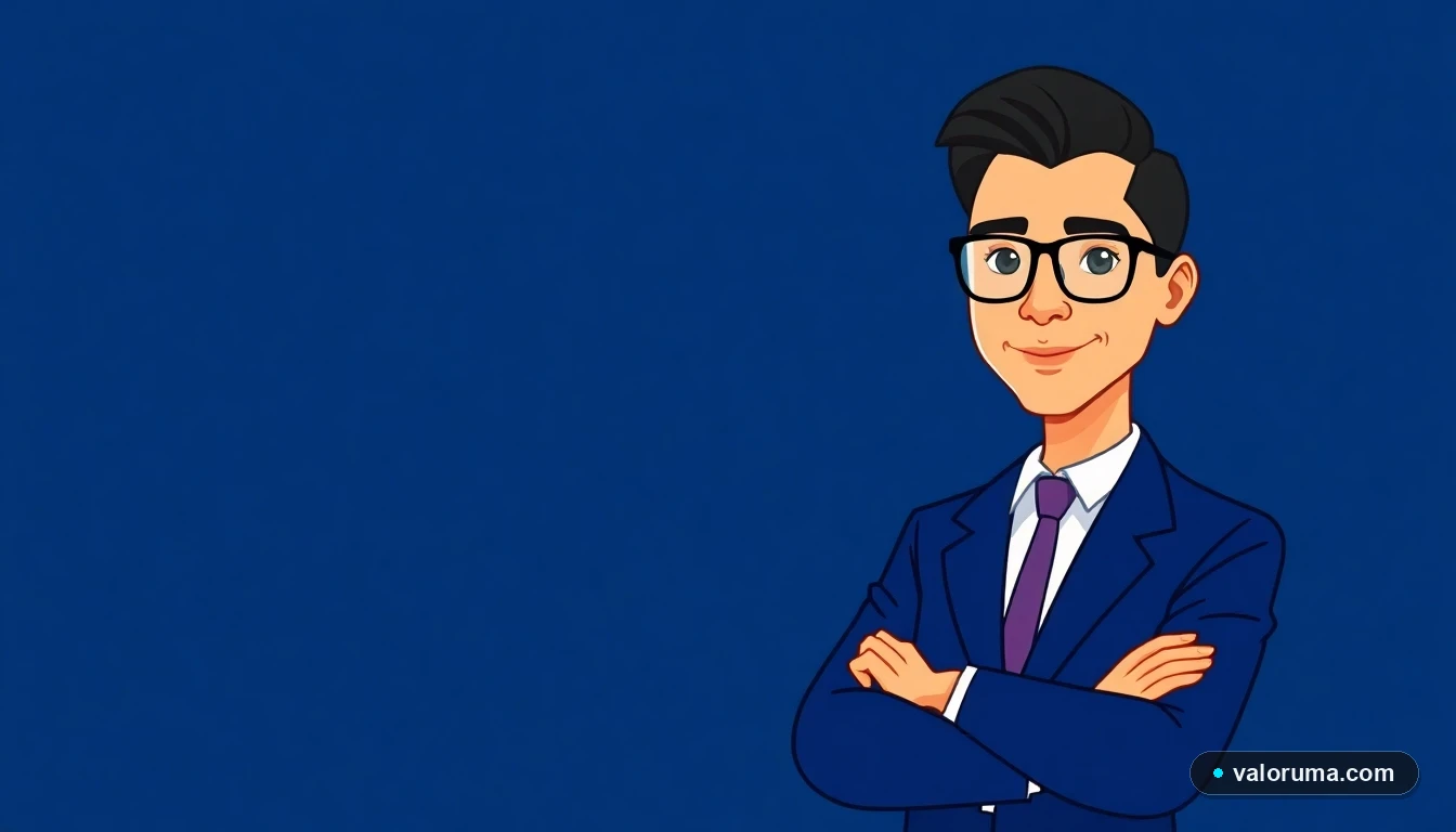 Contador público profesional en fondo azul corporativo, calculando impuestos y UMA.