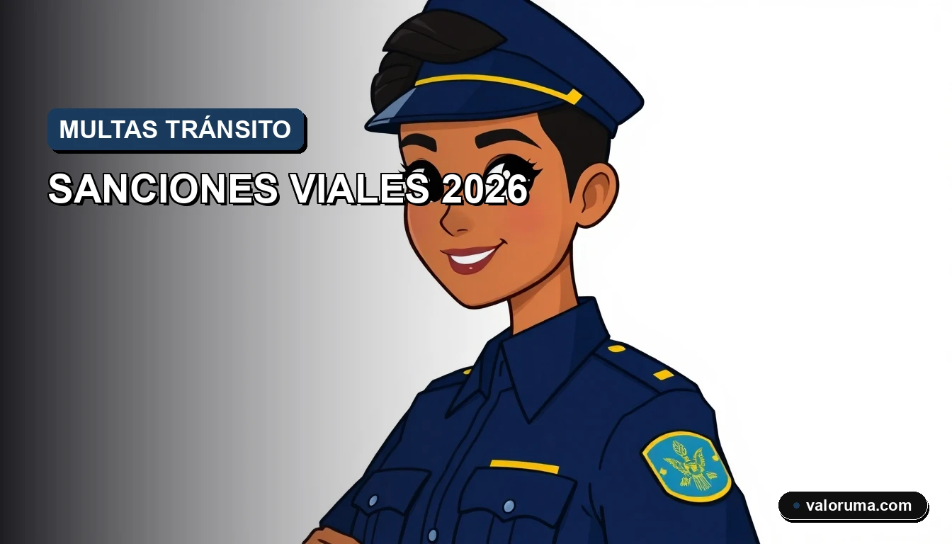 Infografía de multas de tránsito 2026 en México, cálculo en UMAS y pesos, ilustración corporativa vectorial 2D