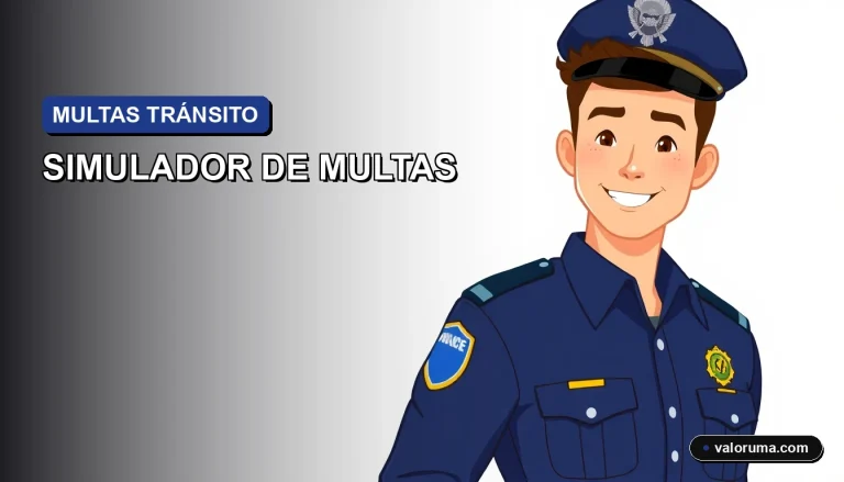 Ilustración vectorial plana de un oficial de tránsito amigable con estilo Corporate Memphis, sobre fondo minimalista en azul corporativo, representando el cálculo de multas en UMAS para 2026.