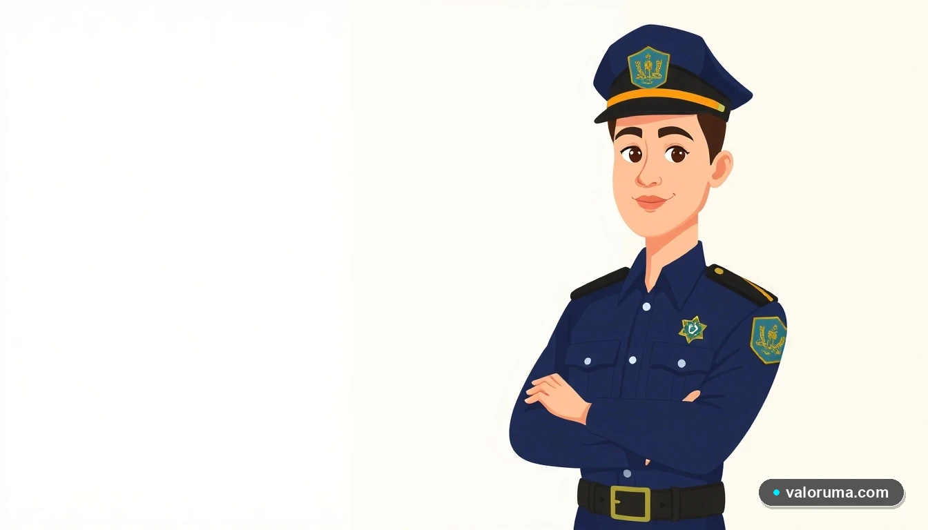 Oficial de tránsito mexicano ilustración vectorial corporativa para tabla multas UMA.
