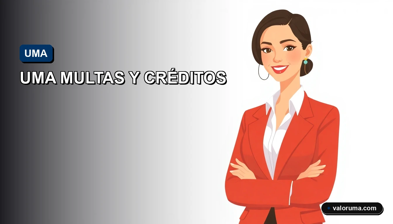 Ilustración vectorial corporativa de una mujer contadora sonriente, con fondo minimalista y elementos de trámites gubernamentales mexicanos, sobre el cálculo de la UMA.