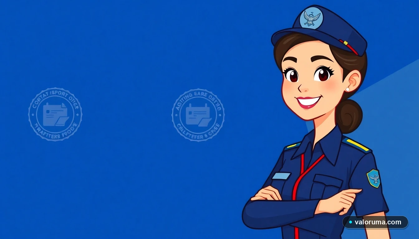 Ilustración vectorial de oficial de tránsito explicando el uso de la UMA para multas en México.
